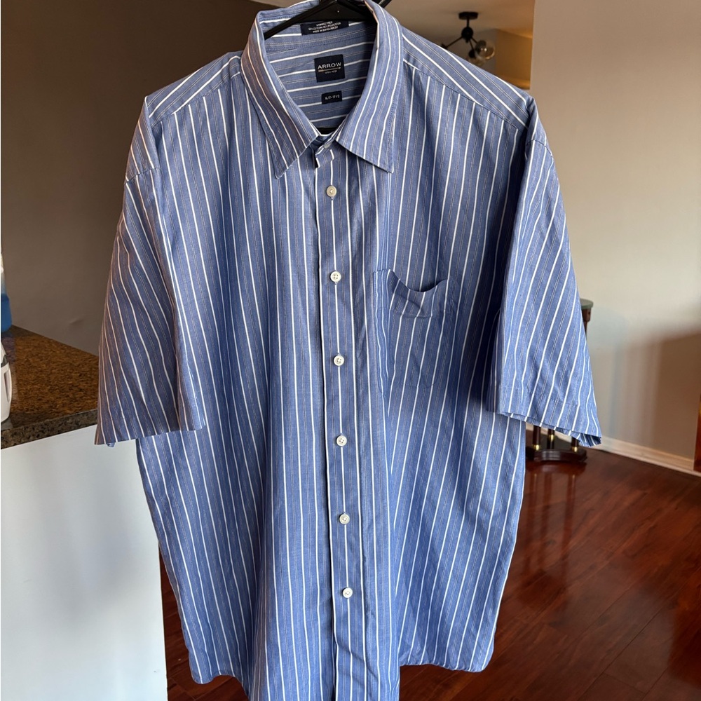 Arrow Men's Casual Blue and White Striped Shirt